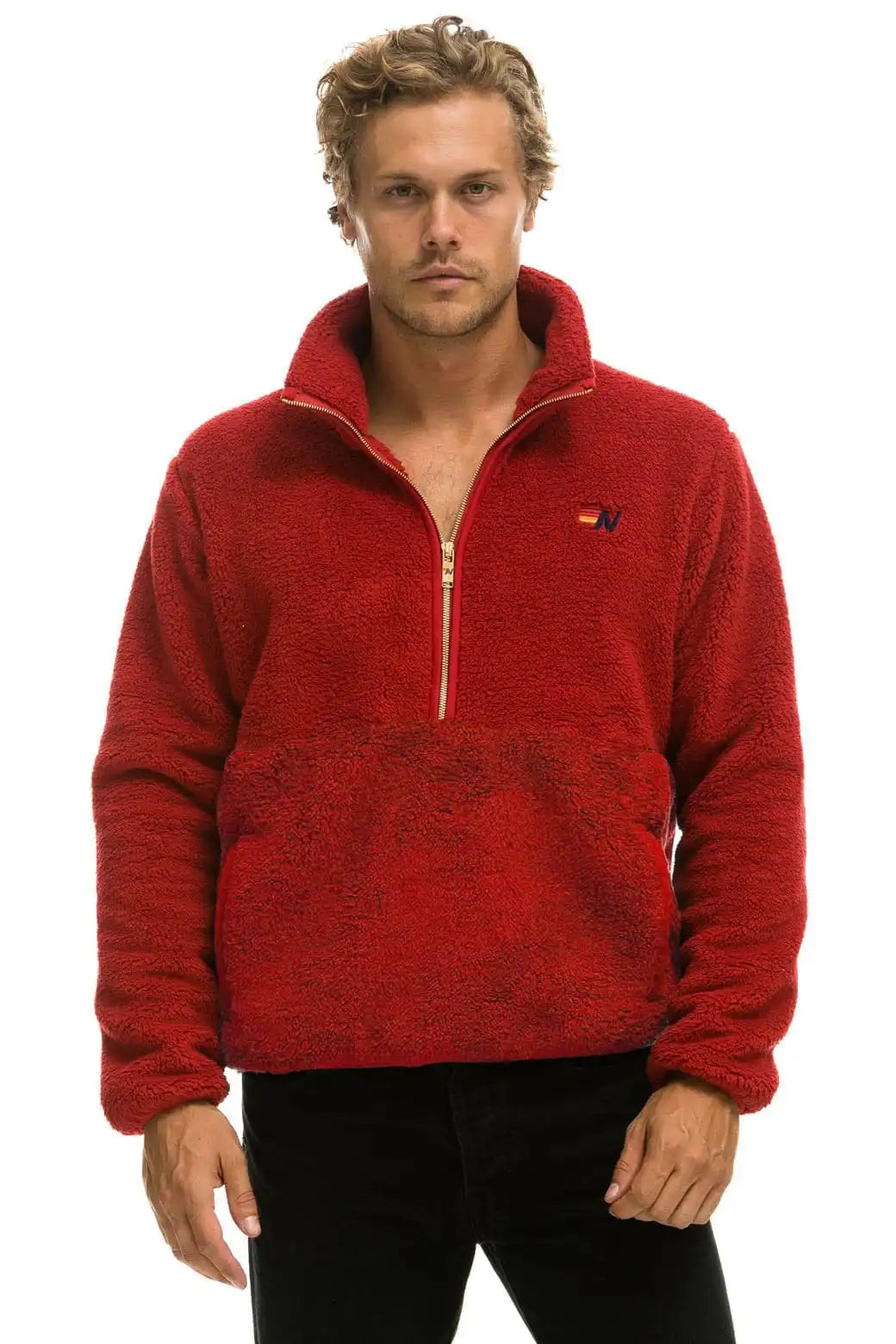 TEDDY UNISEX HALF ZIP JACKET - CHERRY
