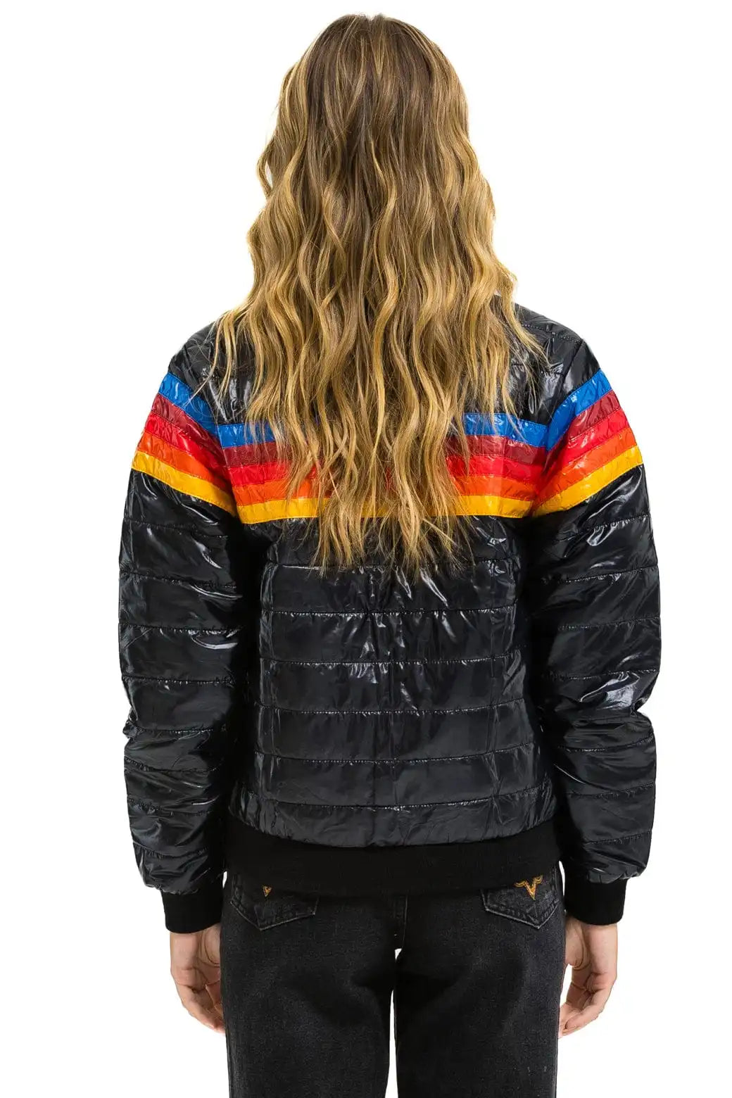 5 STRIPE JACKET - GLOSSY BLACK