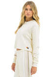 BOLT RUGBY STITCH CROPPED CREW SWEATSHIRT - VINTAGE WHITE // WHITE GREY