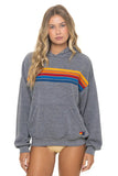5 STRIPE RELAXED PULLOVER HOODIE - HEATHER GREY