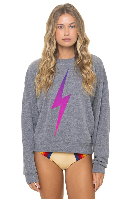 BOLT FADE RELAXED CREW SWEATSHIRT - HEATHER GREY // PINK // PURPLE