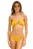 GATHERED BANDEAU BIKINI TOP - REGGAE