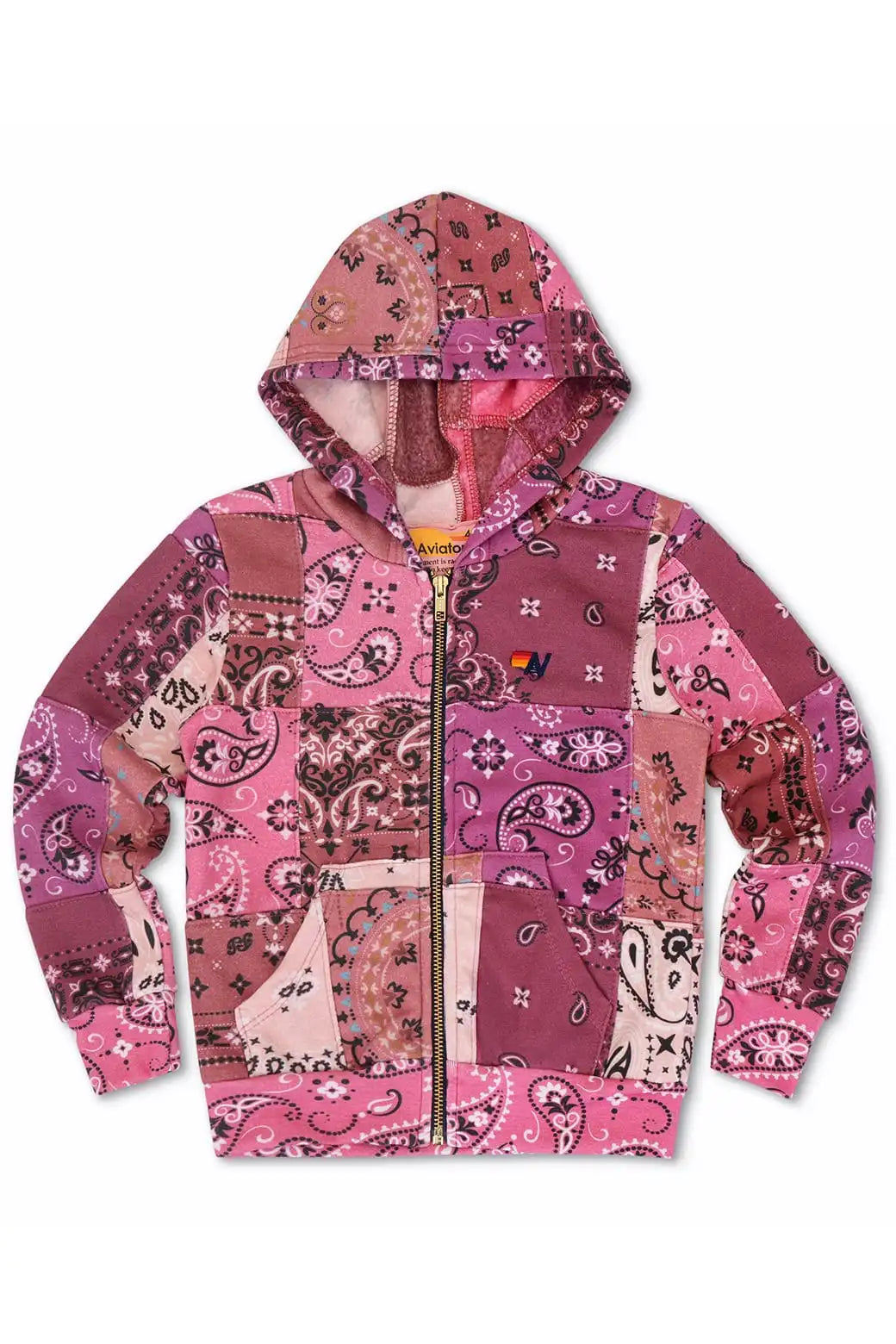 KID'S BANDANA QUILTED ZIP HOODIE - PINK