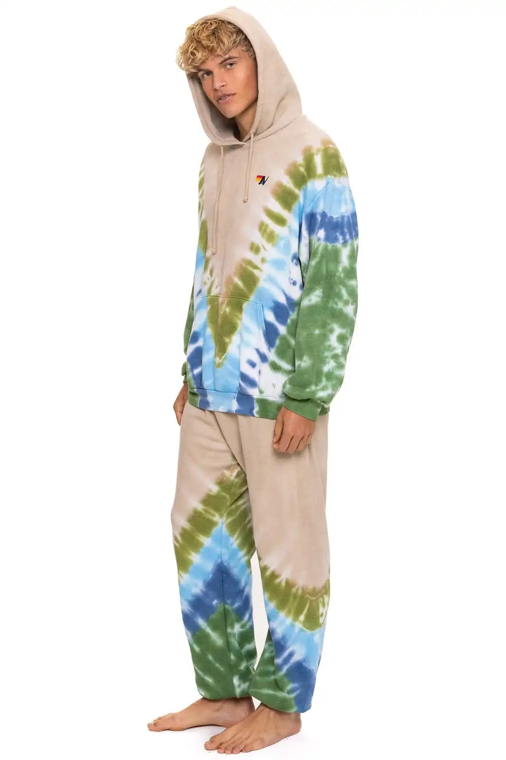 HAND DYED V SWEATPANTS - TIE DYE SAND // BLUE GREEN