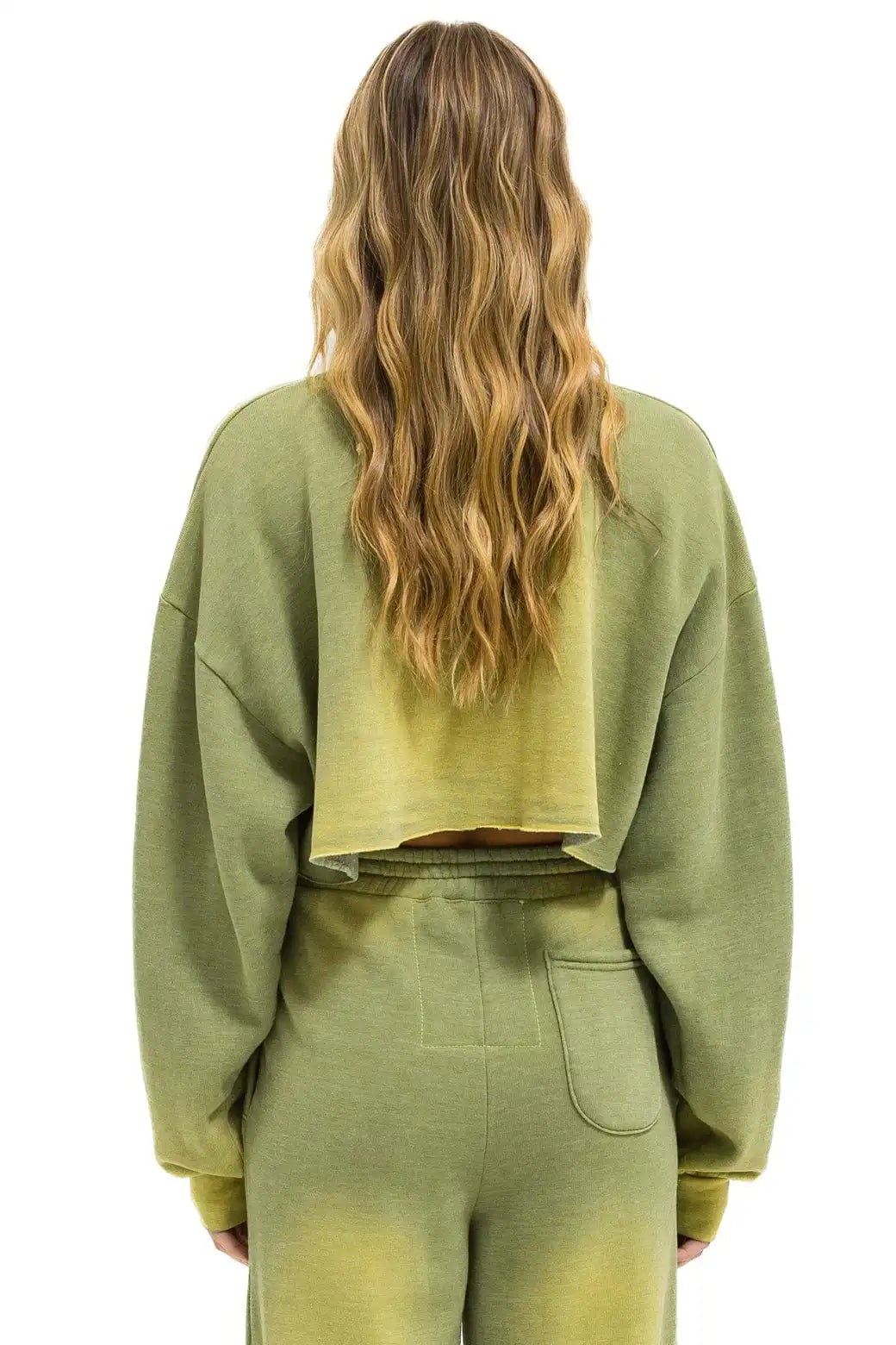 ESSENTIAL CROPPED CREW SWEATSHIRT RELAXED - FADED ARMY