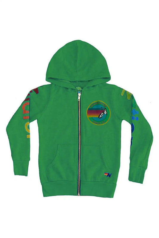 KID'S AVIATOR NATION VENICE ZIP HOODIE - KELLY GREEN