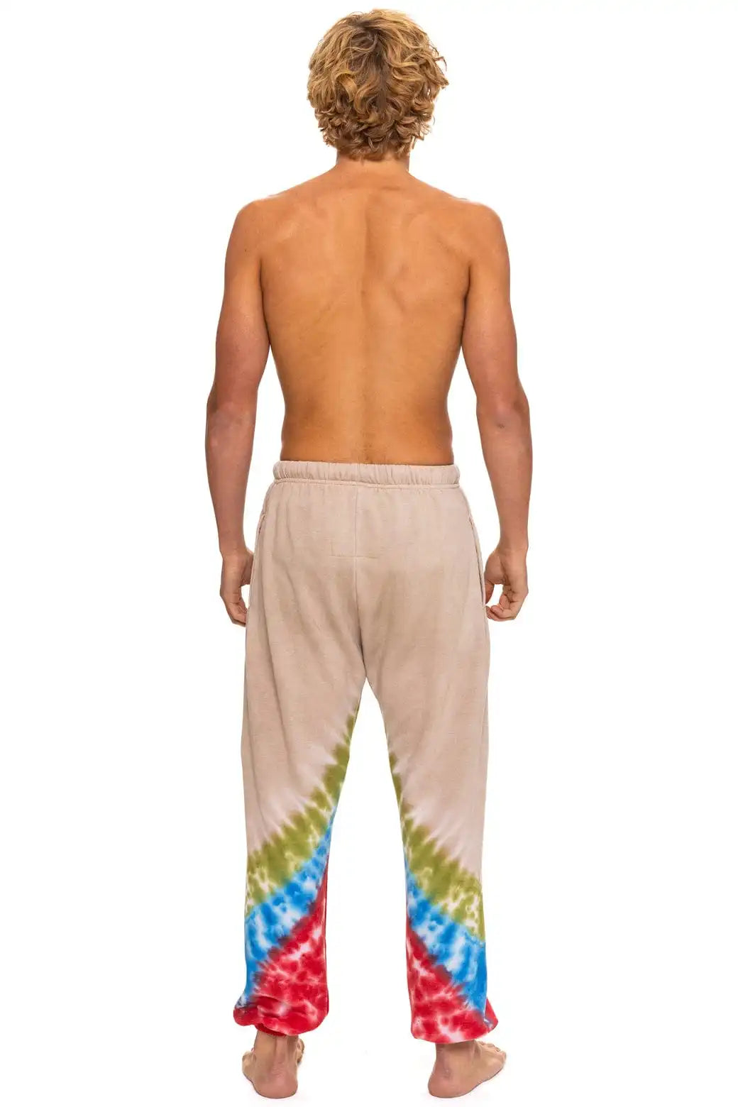 HAND DYED V SWEATPANTS - TIE DYE SAND // BLUE RED