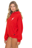 BOLT STITCH RELAXED PULLOVER HOODIE - RED // WHITE