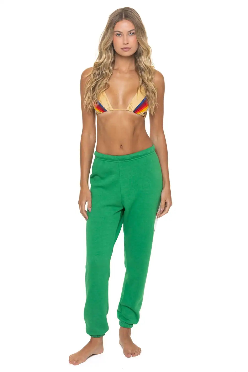 BOLT STITCH SWEATPANTS - KELLY GREEN // WHITE