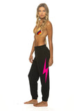 BOLT SWEATPANTS - BLACK // NEON PINK