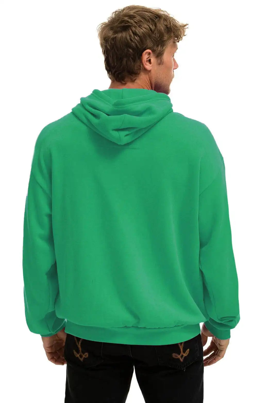 BOLT STITCH RELAXED PULLOVER HOODIE - KELLY GREEN // WHITE
