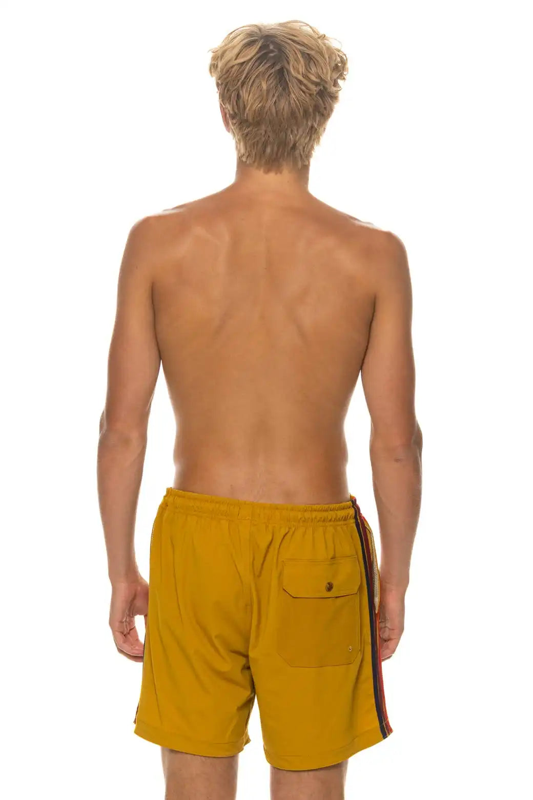 MEN'S 5 STRIPE FLEX SHORTS - GOLD