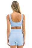 WIDE RIB WOMEN'S SCOOP BACK SPORTS BRA - SKY