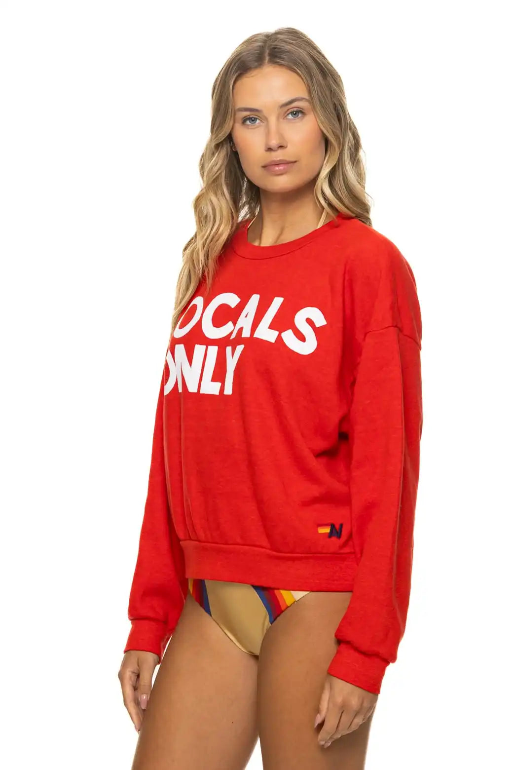LOCALS ONLY RELAXED CREW SWEATSHIRT - RED