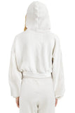 HEART STITCH RELAXED CROP ZIP HOODIE - WHITE