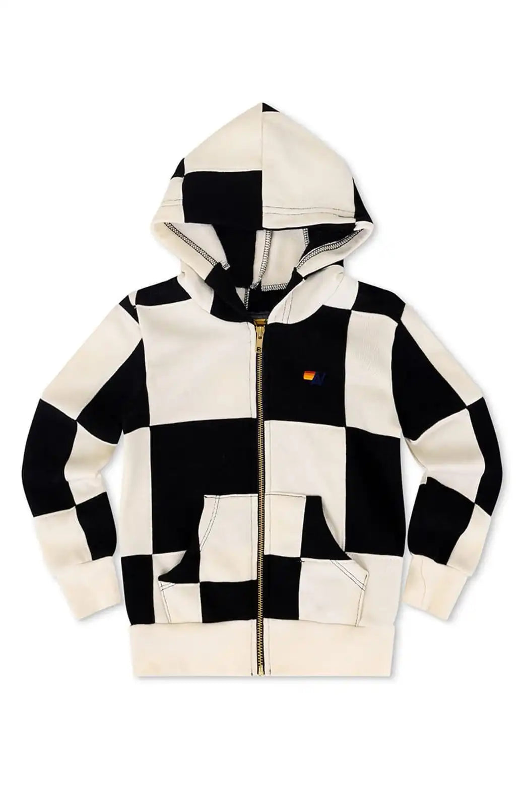 KID'S CHECK QUILTED ZIP HOODIE - VINTAGE WHITE // BLACK