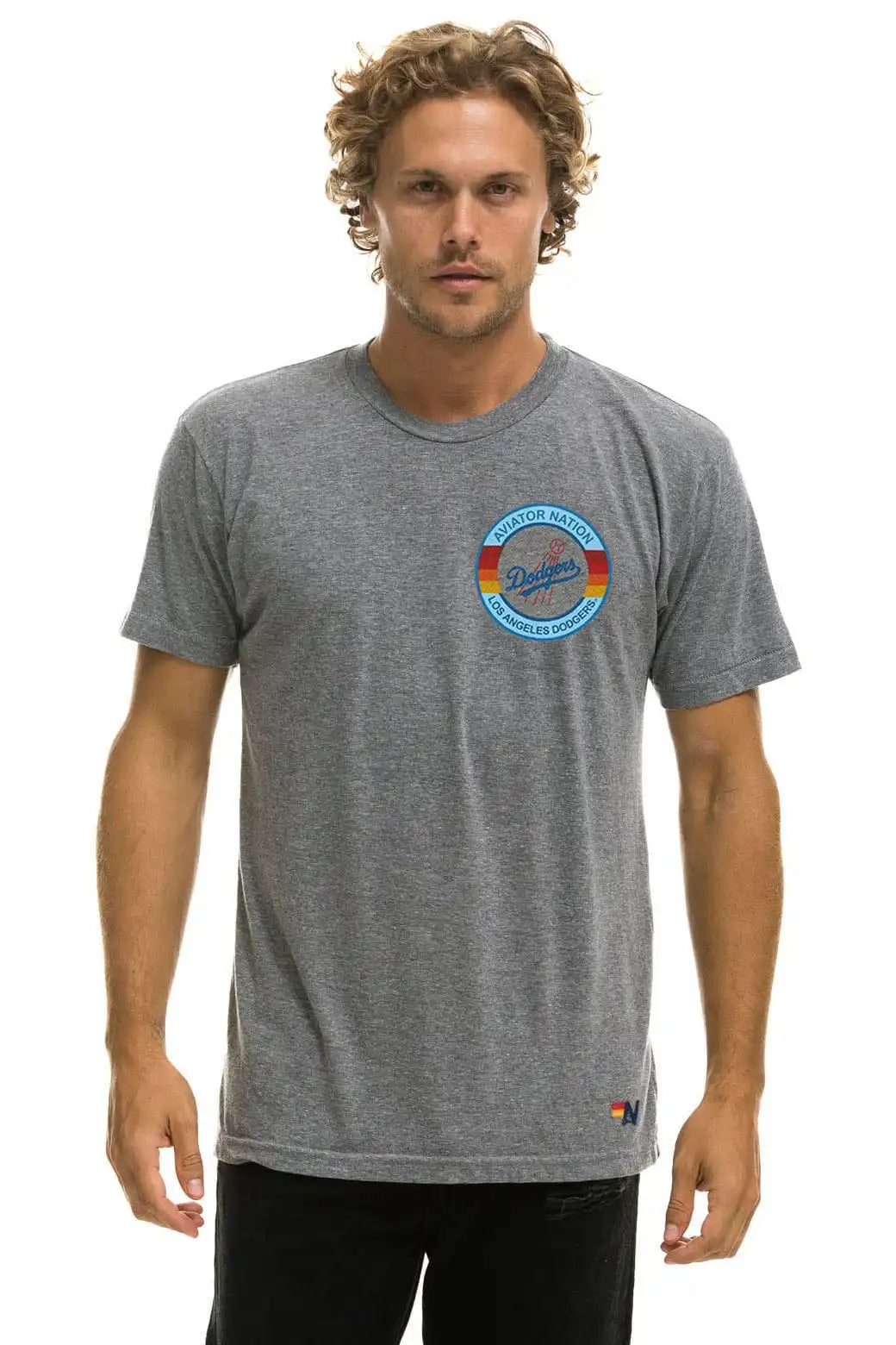 LOS ANGELES DODGERS BOLT CREW TEE - HEATHER GREY