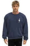 BOLT STITCH RELAXED CREW SWEATSHIRT - NAVY // WHITE