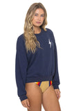 BOLT STITCH RELAXED CREW SWEATSHIRT - NAVY // WHITE