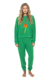 BOLT FADE RELAXED CREW SWEATSHIRT - KELLY GREEN // RED // YELLOW