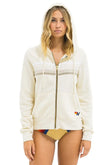 5 STRIPE HOODIE - VINTAGE WHITE // WHITE GREY