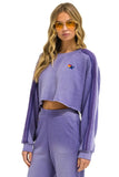 CLASSIC STRIPE CROPPED CREW SWEATSHIRT RELAXED - FADED GRAPE