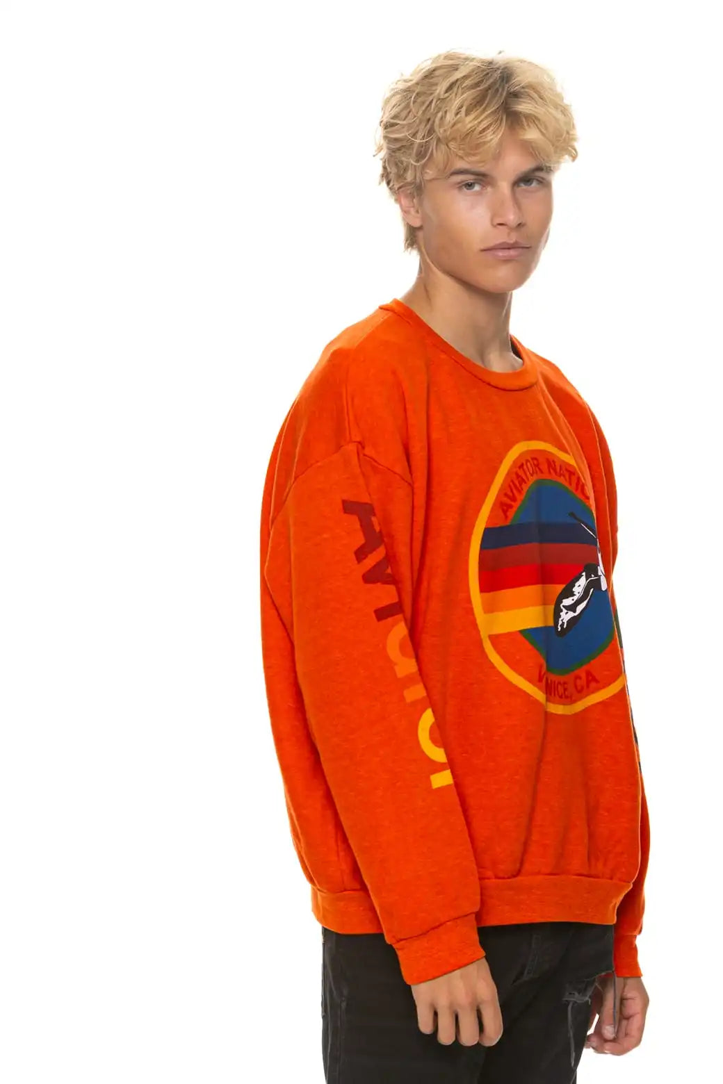 AVIATOR NATION RELAXED VENICE CREW SWEATSHIRT - ORANGE