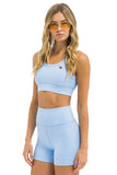 WIDE RIB WOMEN'S SCOOP BACK SPORTS BRA - SKY