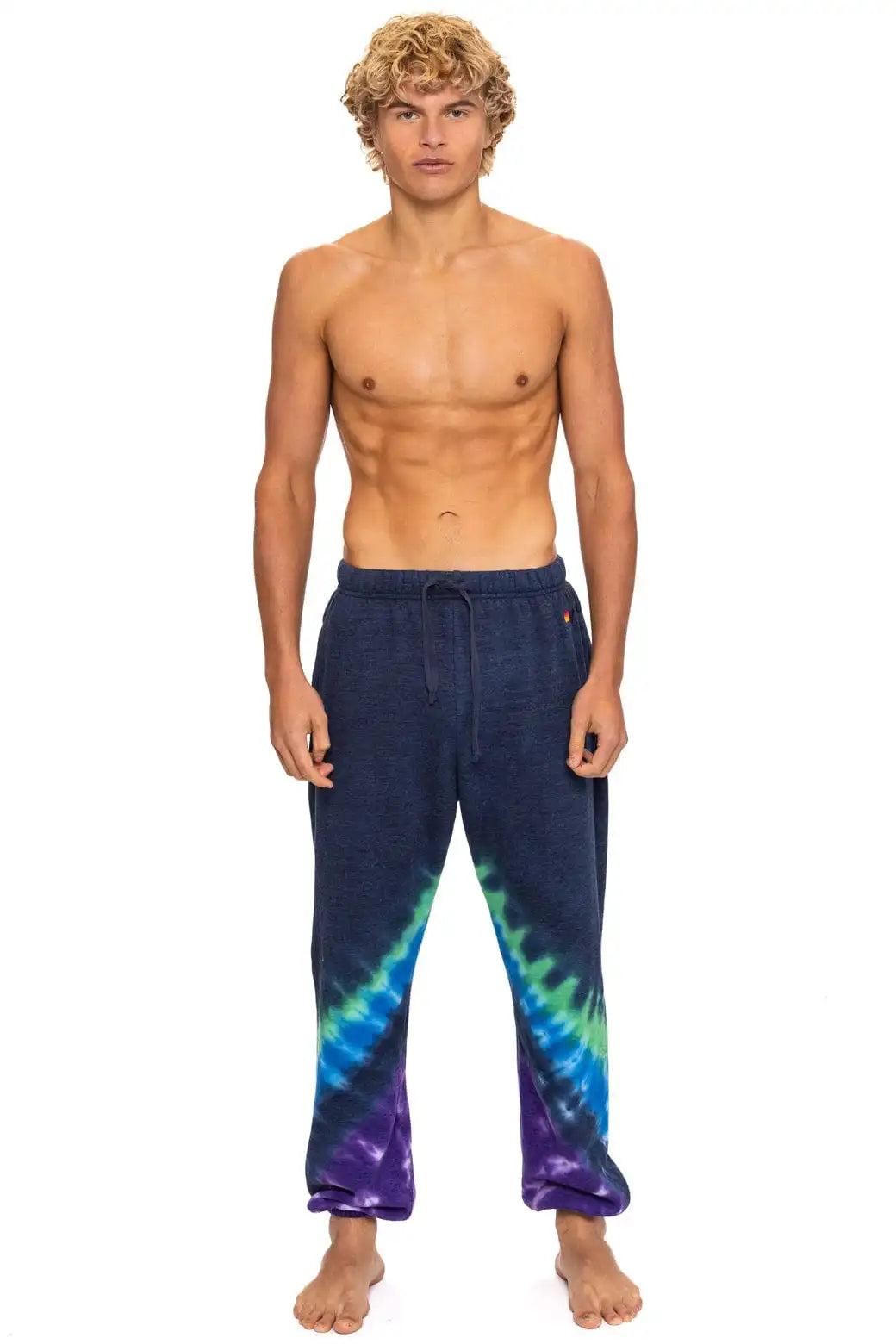 HAND DYED V SWEATPANTS - TIE DYE MIDNIGHT // PURPLE