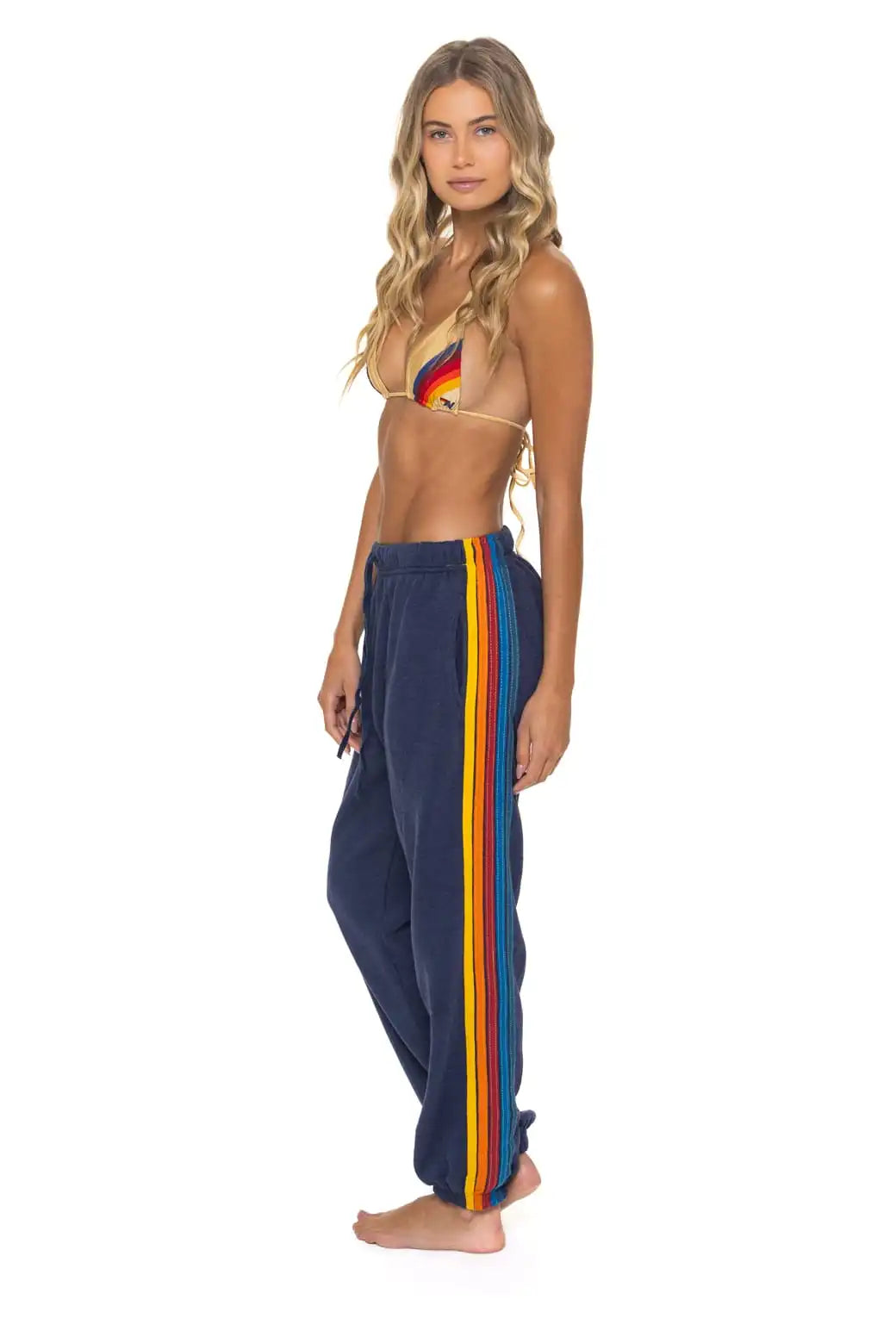 5 STRIPE SWEATPANTS - NAVY