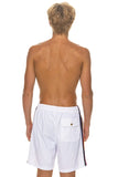 MEN'S 5 STRIPE FLEX SHORTS 7 INCH - WHITE