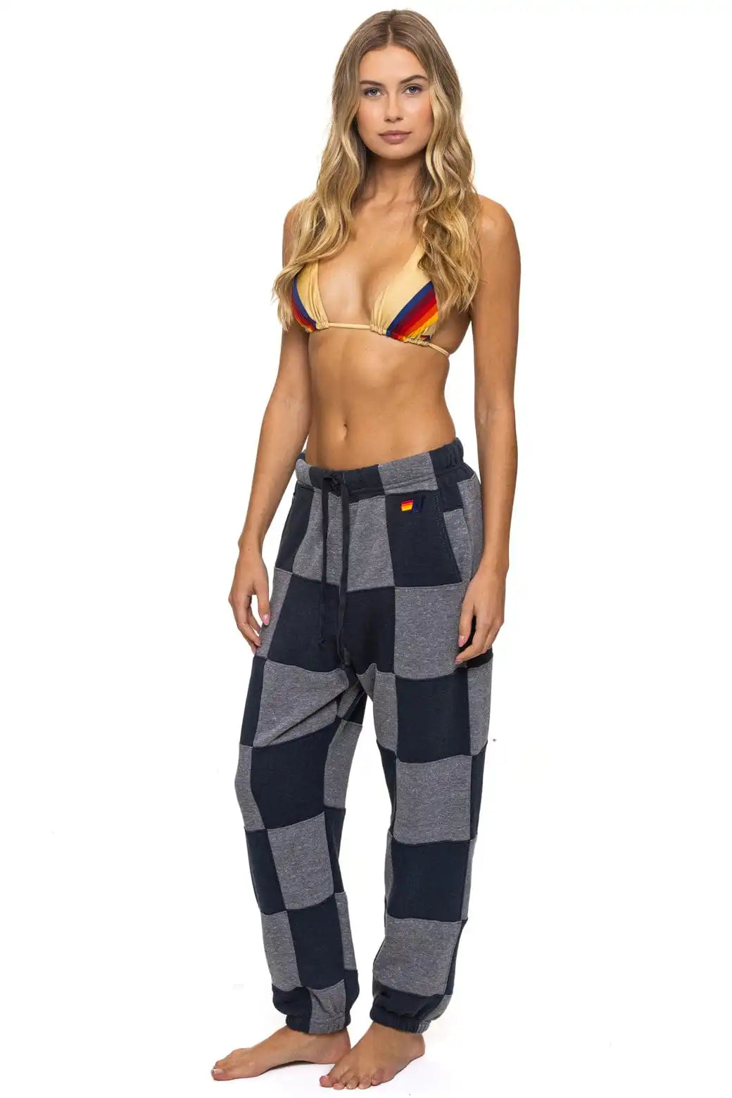 CHECK QUILTED SWEATPANTS - HEATHER // CHARCOAL