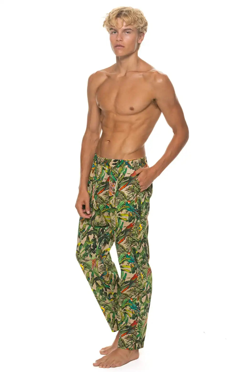 UNISEX COTTON LUXE POPLIN RELAXED PANT - VINTAGE WHITE // JUNGLE