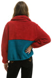 TEDDY APRES HALF ZIP COLOR BLOCK JACKET - CHERRY