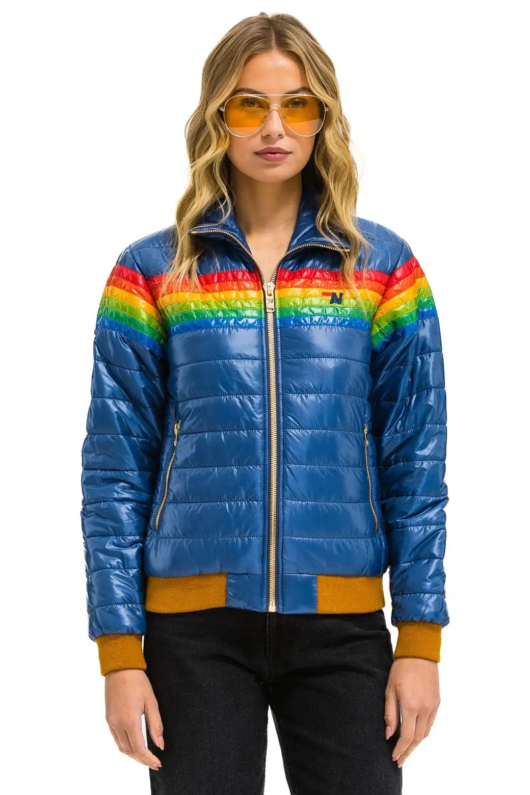 6 STRIPE JACKET -  GLOSSY DEEP BLUE