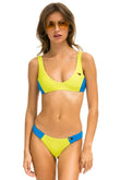 HI-CUT COLOR BLOCK CHEEKY BIKINI BOTTOMS - LED // BLUE CINA