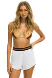 LOGO STRIPE WOMEN'S LOUNGER SHORTS - WHITE