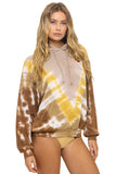 HAND DYED V RELAXED PULLOVER HOODIE - TIE DYE SAND // CINNAMON