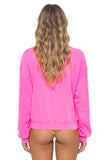 5 STRIPE RELAXED CREW SWEATSHIRT - NEON PINK